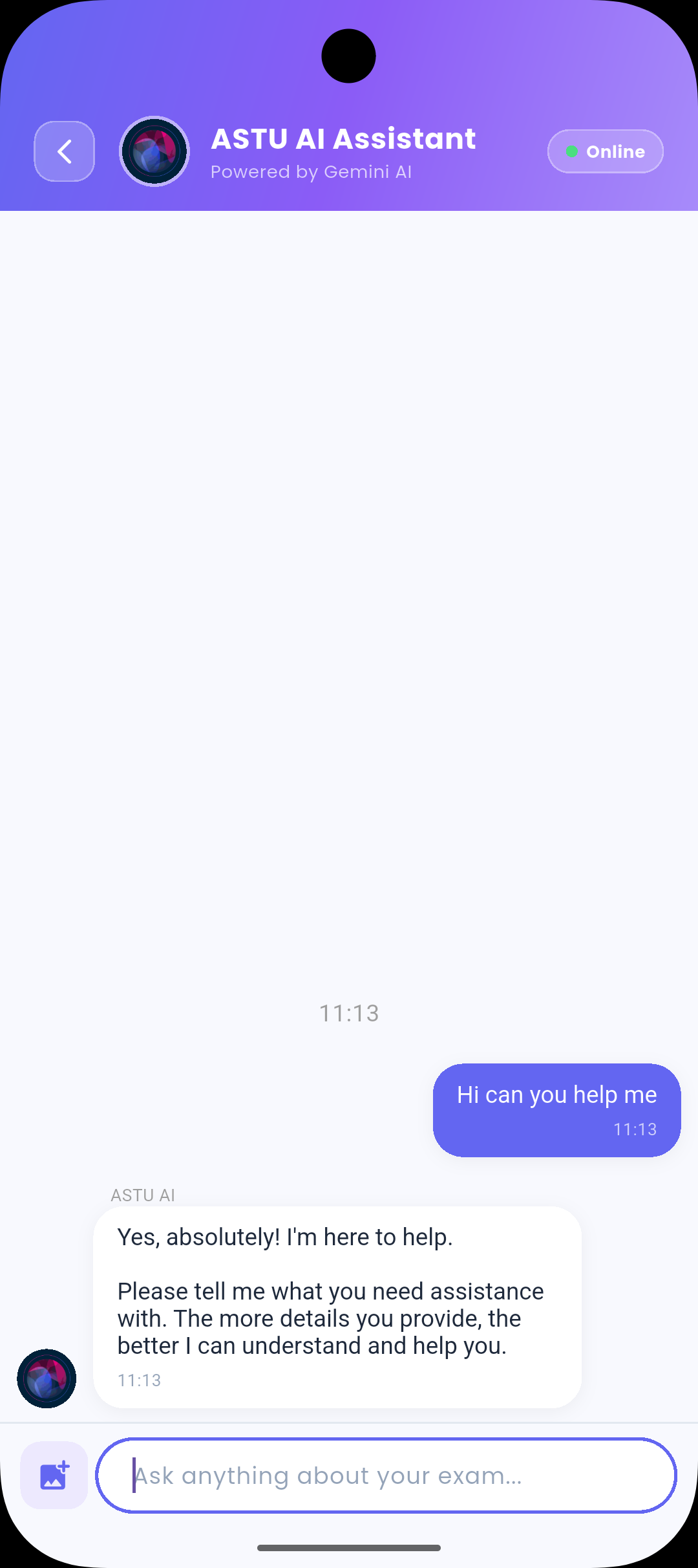 AI study companion chat